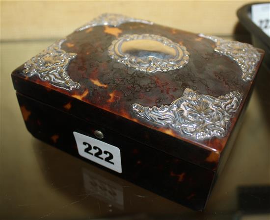 Silver mounted tortoiseshell box